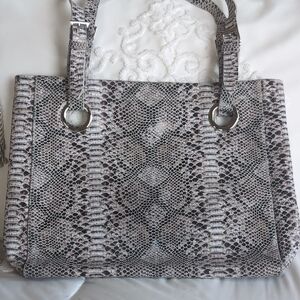 COFI Erin XL Tote Leather Embossed Python -Double Handles Adjustable NWOT